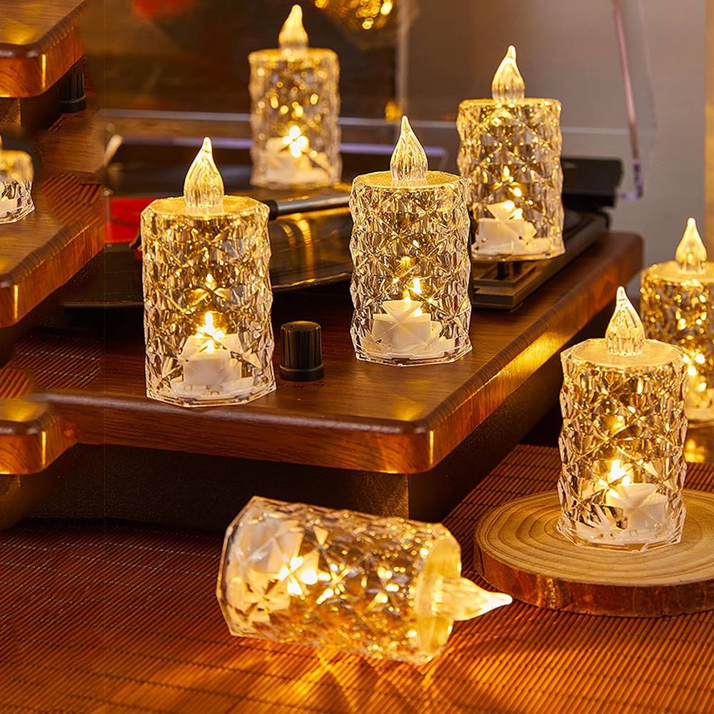 Lot de 3 bougies cristal sans flamme à piles pour décoration de table, mariage, Halloween, Noël, ambiance cosy, bougies LED sans suie - Image 3