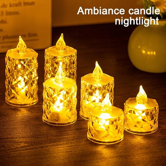 Lot de 3 bougies cristal sans flamme à piles pour décoration de table, mariage, Halloween, Noël, ambiance cosy, bougies LED sans suie - Image 6
