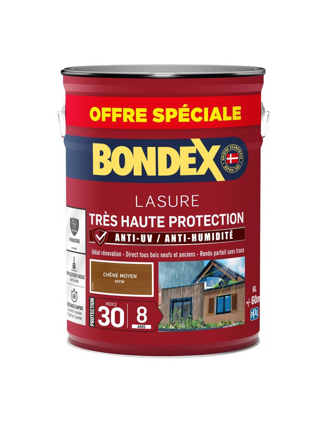 Lasure 8ans Très Haute Protection Satiné Bidon 5l+20%gratuit