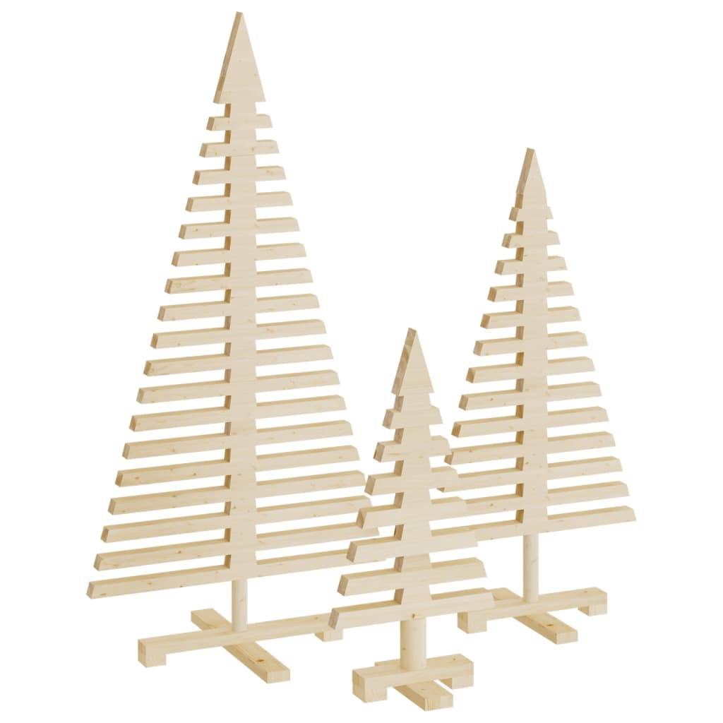 Maison Chic - Arbres de Noël, Sapin de Noël en bois pour décoration 3 pcs bois massif de pin u867q - Image 1