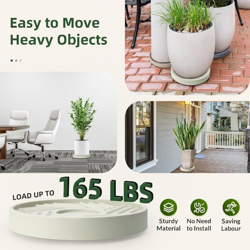 2PCS Plateau de Pot Rond à Roues Cachées 10" -IntiMeg - Image 3