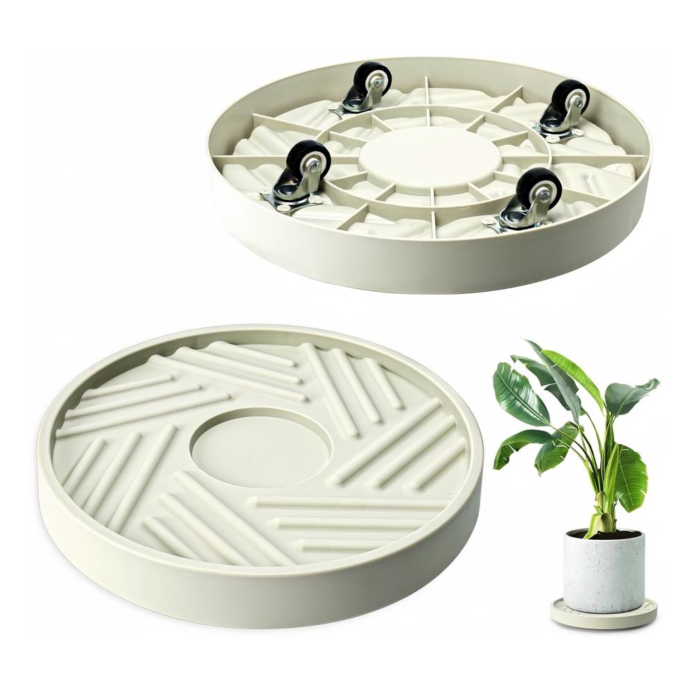 2PCS Plateau de Pot Rond à Roues Cachées 10"   -IntiMeg - Image 1