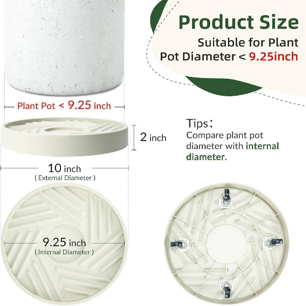 2PCS Plateau de Pot Rond à Roues Cachées 10" -IntiMeg - Image 2