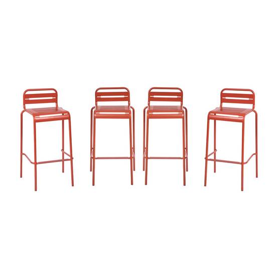 sweeek - Lot de 4 chaises hautes de jardin acier. 4 places. terracotta. L 44 x P 41 x H 85cm | sweeek - Image 2