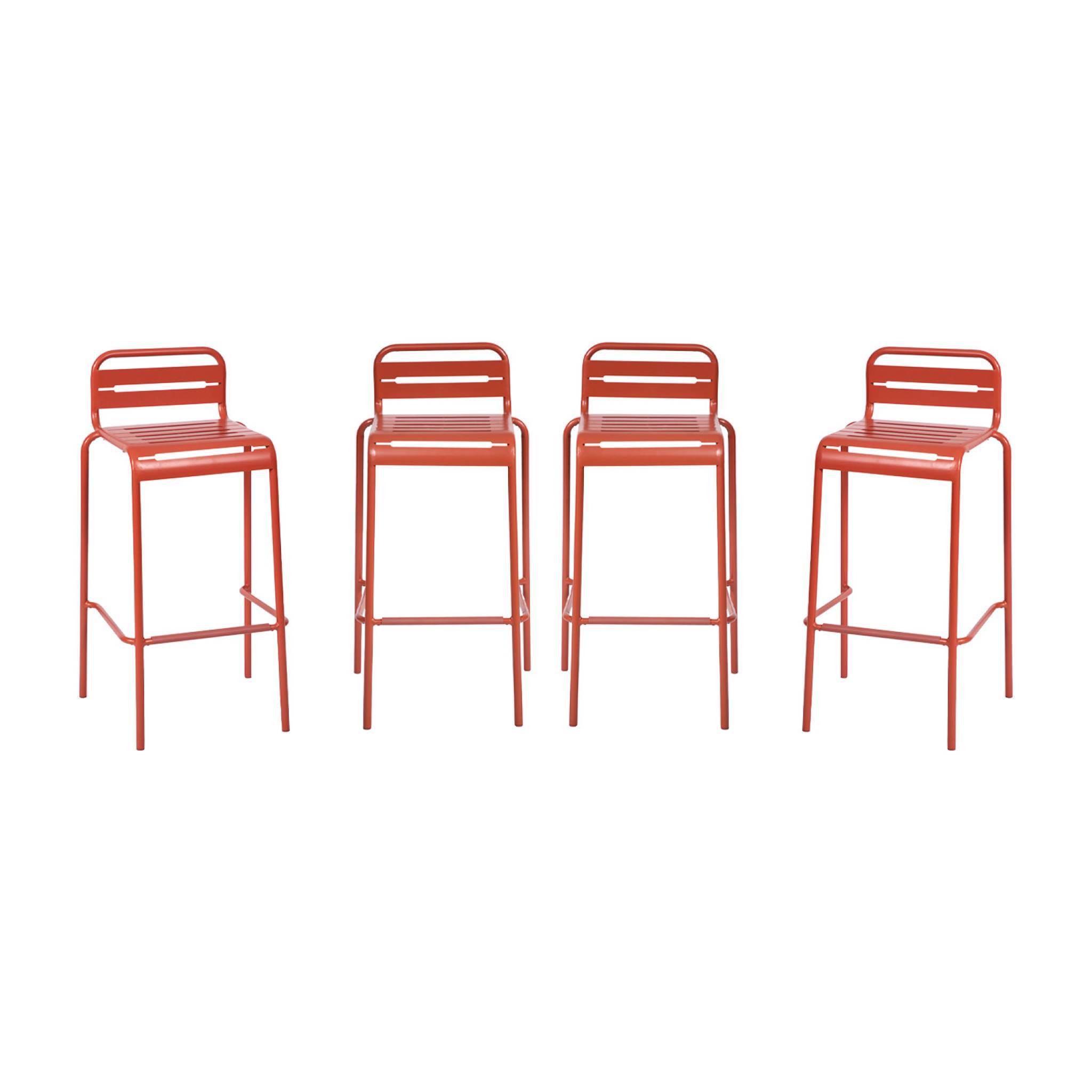 sweeek - Lot de 4 chaises hautes de jardin acier. 4 places. terracotta. L 44 x P 41 x H 85cm  | sweeek - Image 2