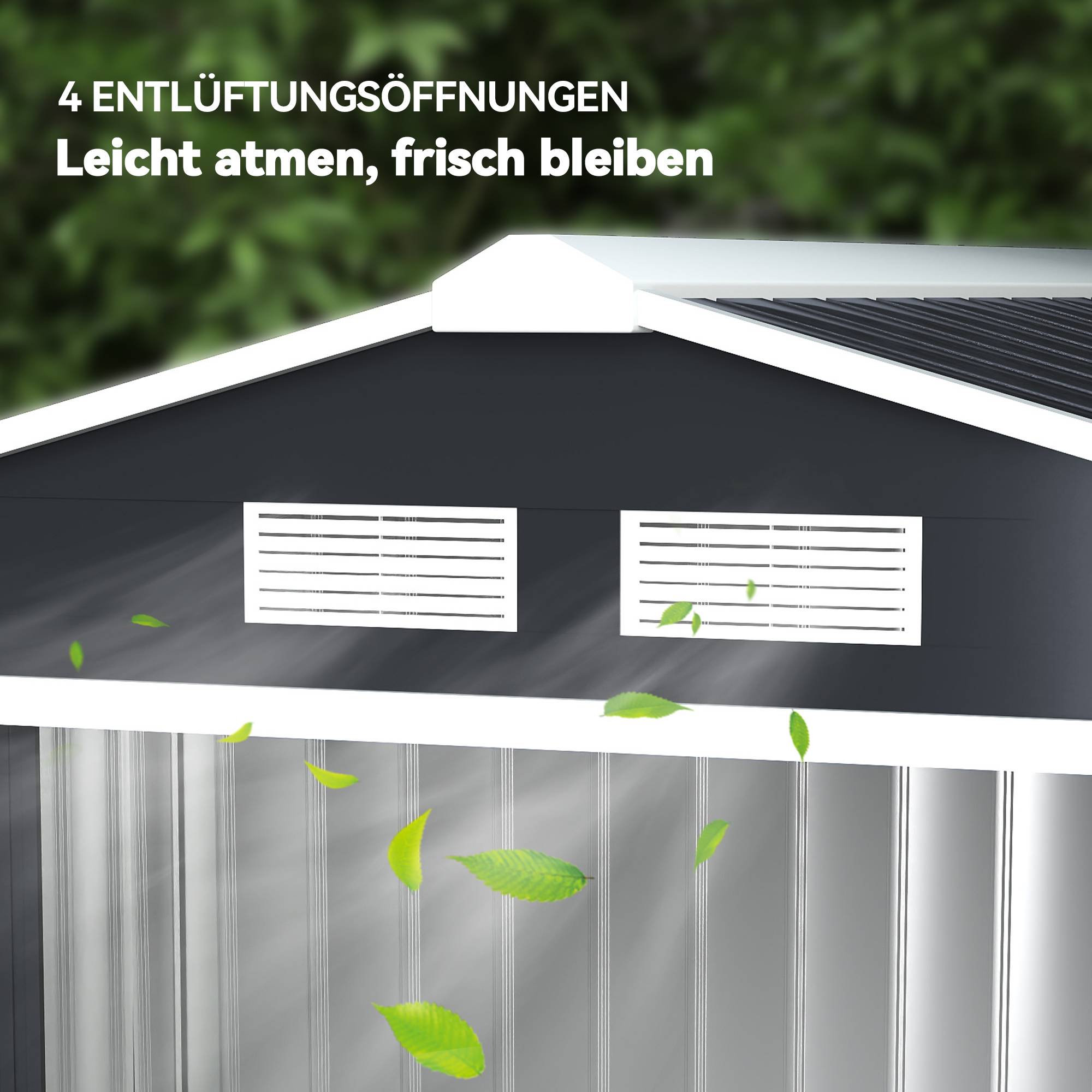 Abri de jardin Outsunny portes coulissantes 2,13x1,30x1,85 m métal gris anthracite cabanon extérieur moderne jardin - Image 10