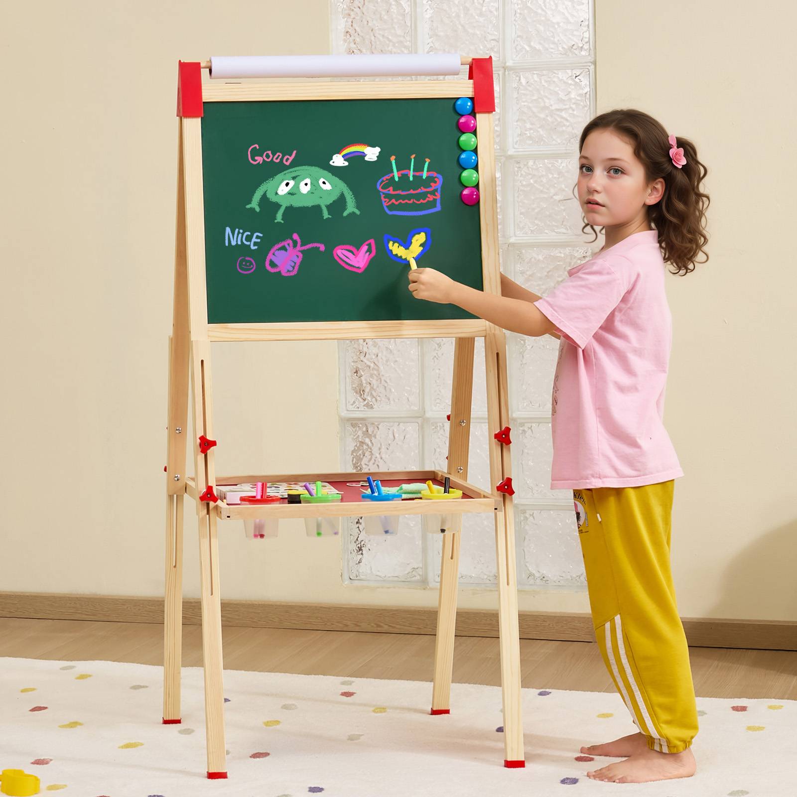 Vevor - VEVOR Chevalet art enfants, double face, bois 3-en-1, accessoires peinture. - Image 8