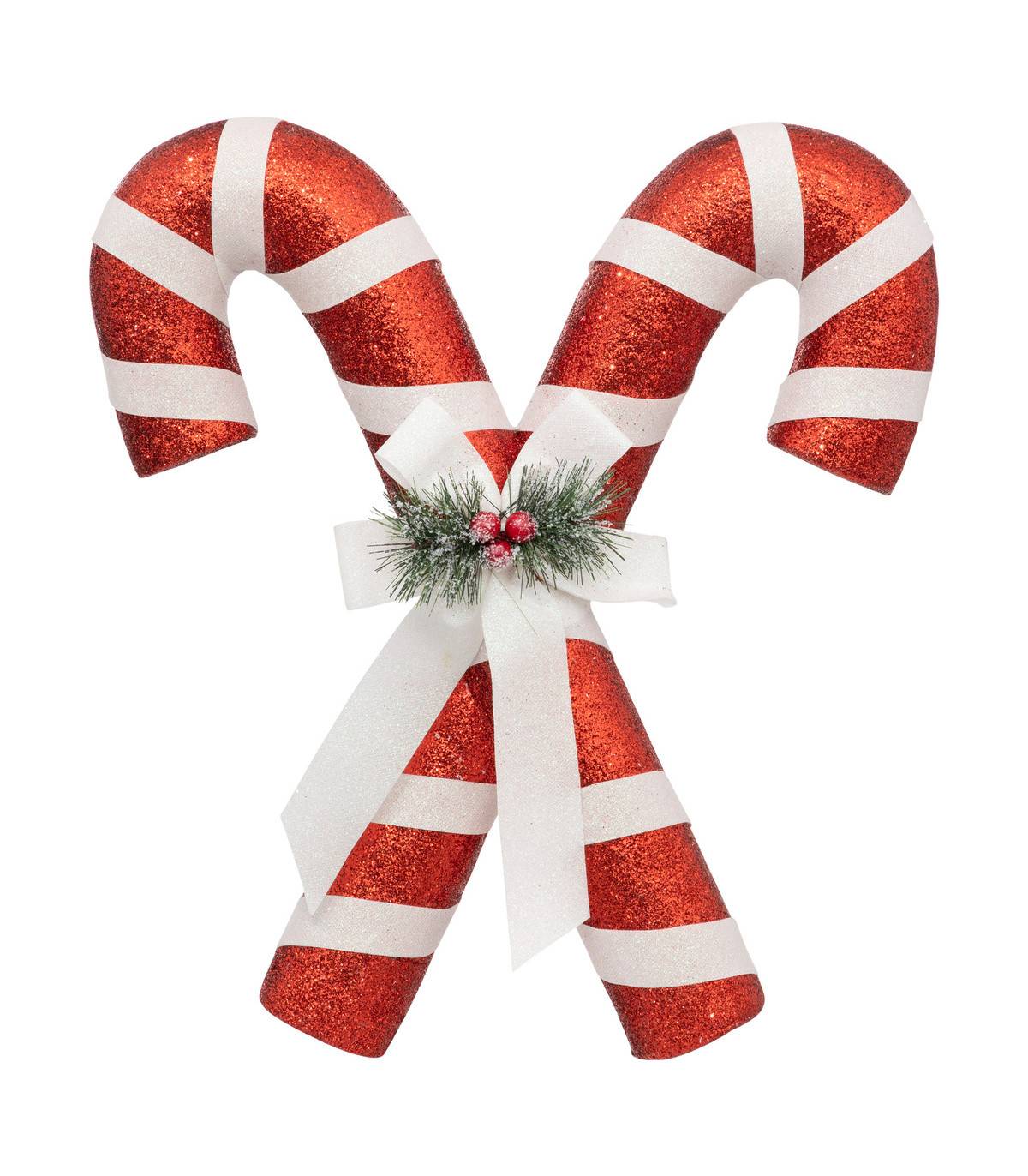 Fééric Lights & Christmas - Déco de Noël Double Sucre d'orge Blanc et Rouge 41.9 x 12.9 x H 45.7 cm