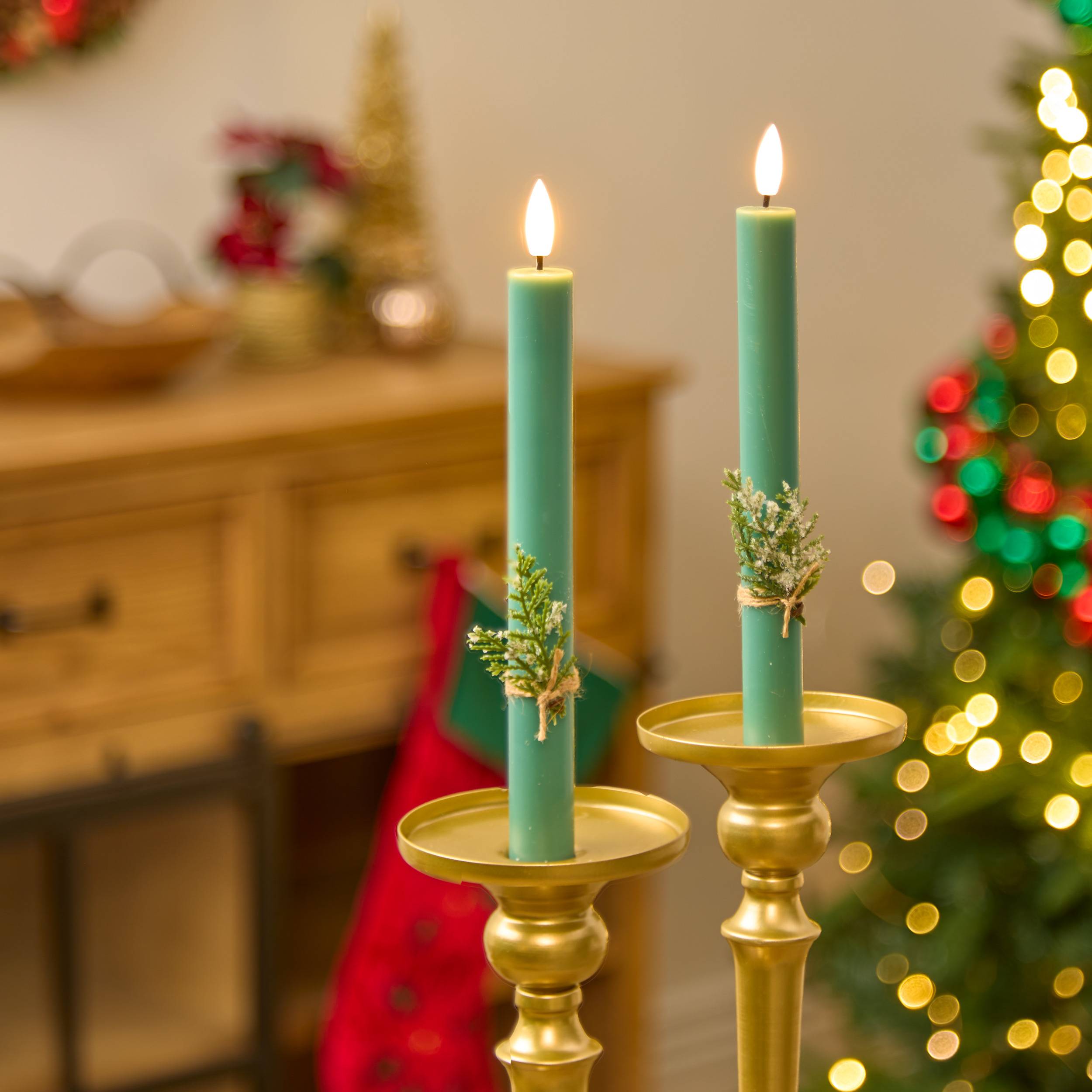 Atmosphera - Lot de 2 bougies LED Lupa bâton vert - Atmosphera Créateur d'intérieur - Image 1