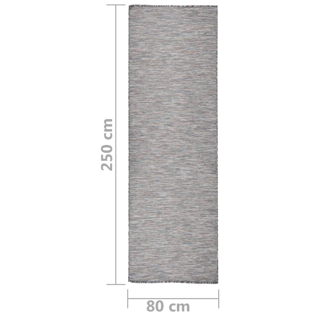 Tapis de Couloir Extérieur Tissage Plat en Polypropylène pour Jardin Marron et Bleu 80x250 cm – ComfortXL Outdoor Living - Image 6