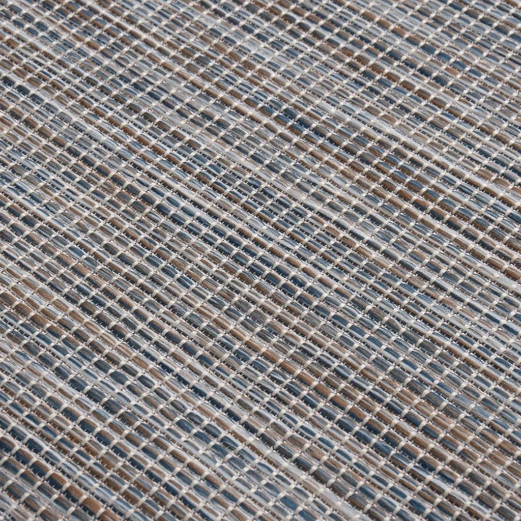 Tapis de Couloir Extérieur Tissage Plat en Polypropylène pour Jardin Marron et Bleu 80x250 cm – ComfortXL Outdoor Living - Image 5