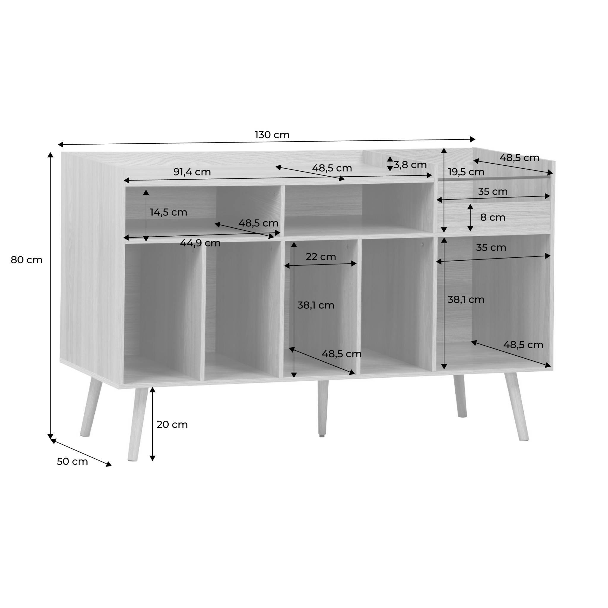 sweeek - Meuble vinyle vintage décor bois. Dune. L 130 x P 50 x H 80 cm | sweeek - Image 5