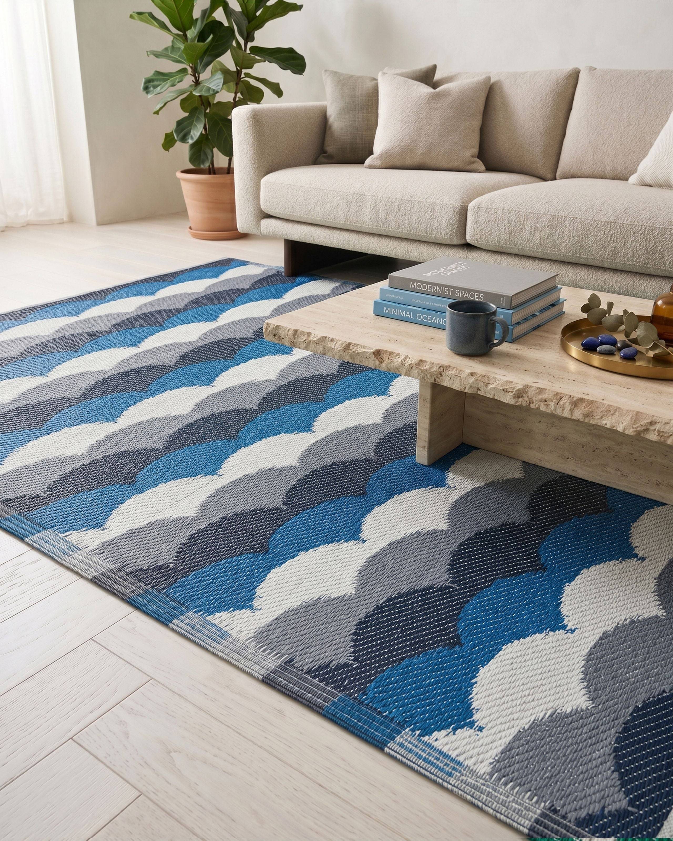Beliani - Tapis d'extérieur Polypropylène Bleu BELLARY - Beliani - Image 1