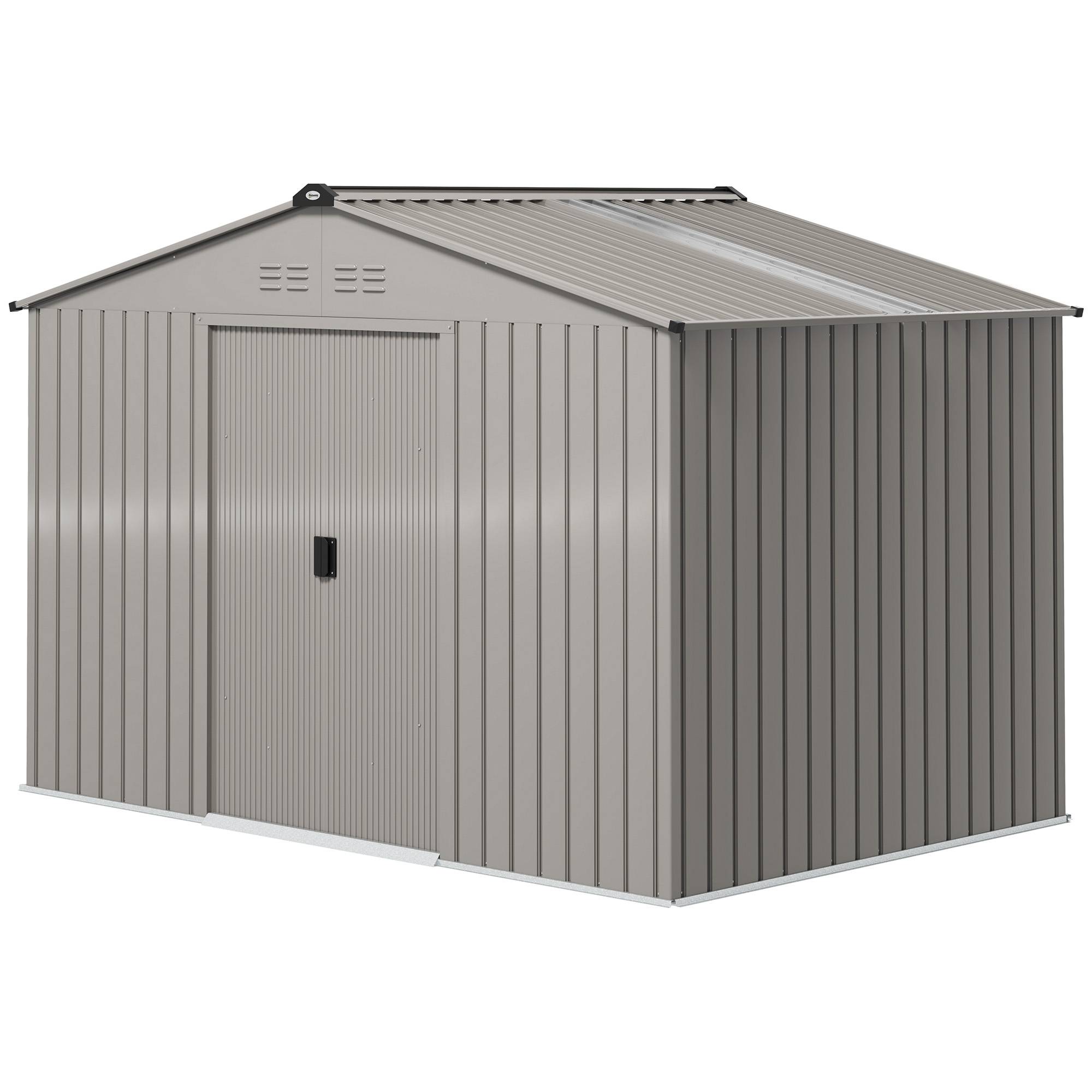 Abri de jardin métal avec aérations double porte coulissante 277x195x192 cm rangement extérieur argent - Image 2