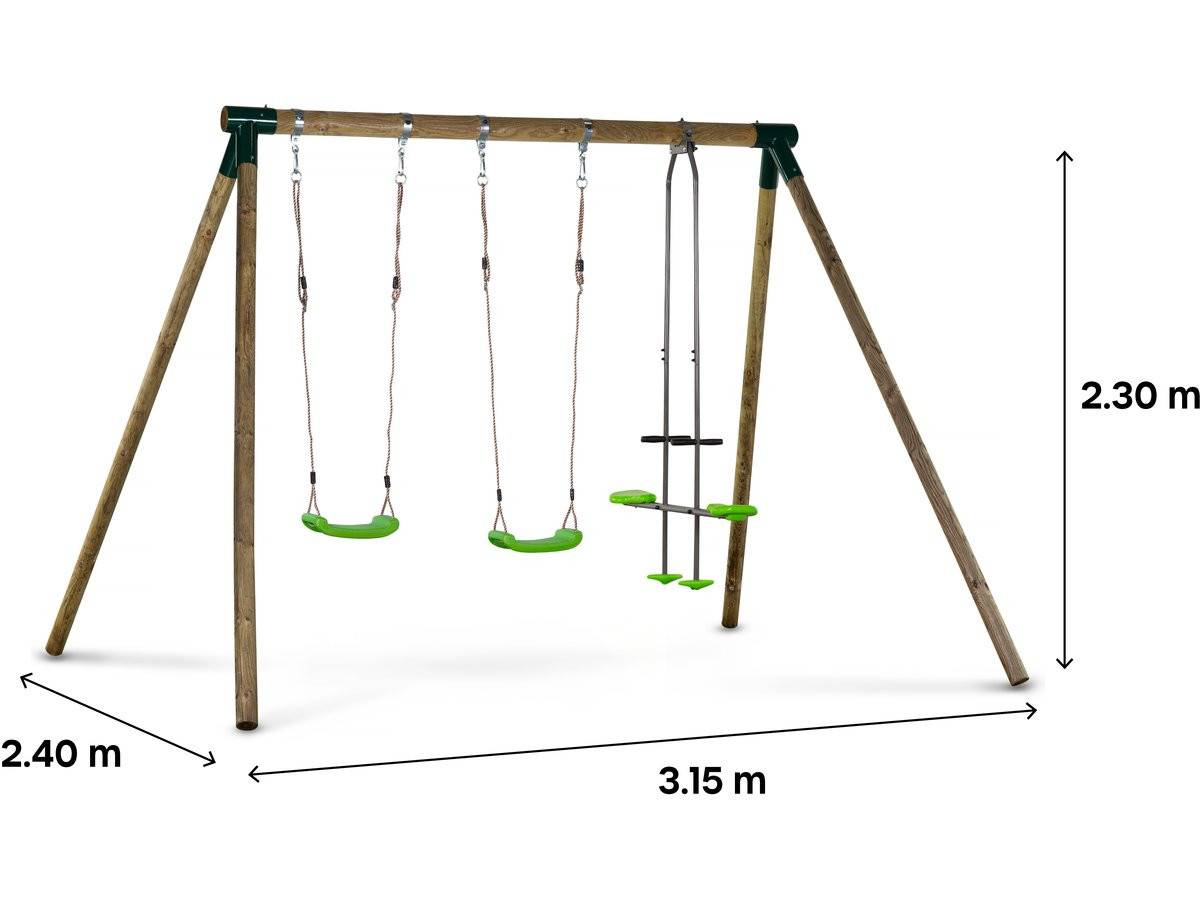 Portique Bois "lana" - Avec 2 Balançoires Et 1 Vis-à-vis. -habitat Et Jardin - Image 4