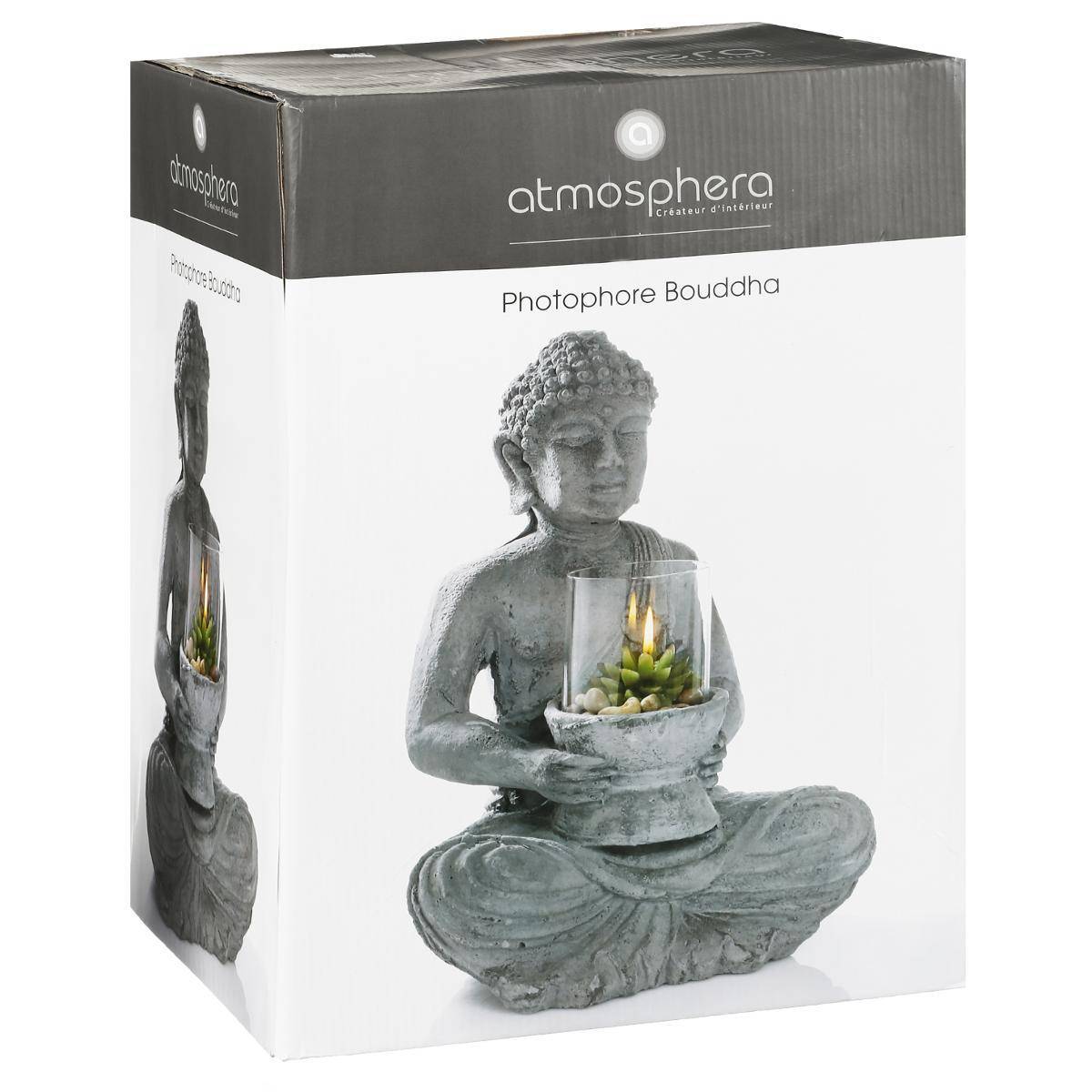 Atmosphera - Bouddha assis Ishaan H.40cm ciment - Atmosphera Créateur d'intérieur - Image 2