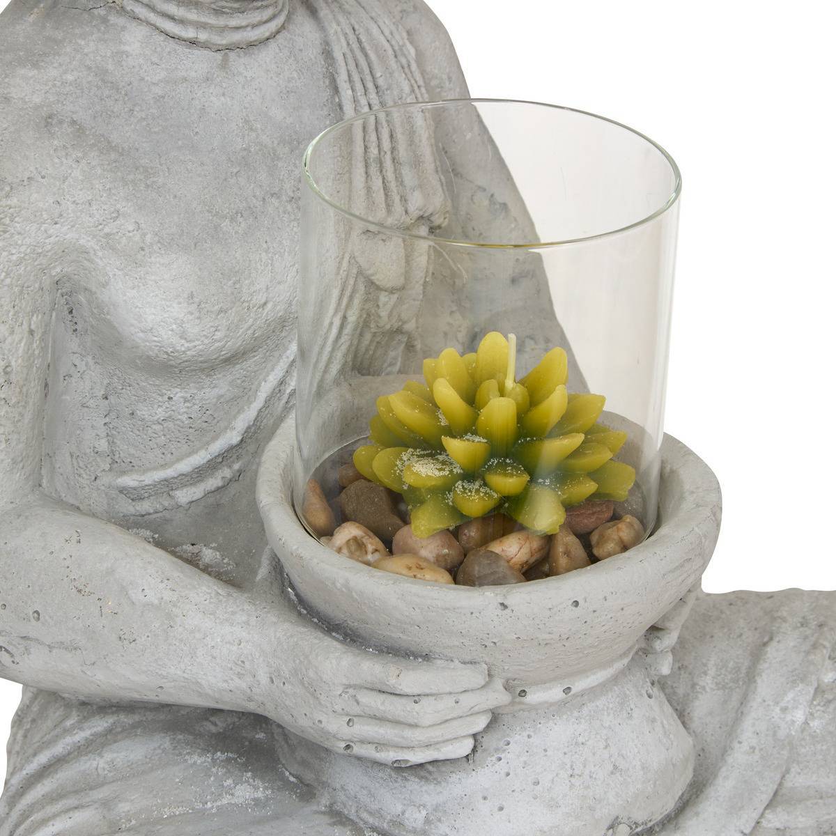 Atmosphera - Bouddha assis Ishaan H.40cm ciment - Atmosphera Créateur d'intérieur - Image 4