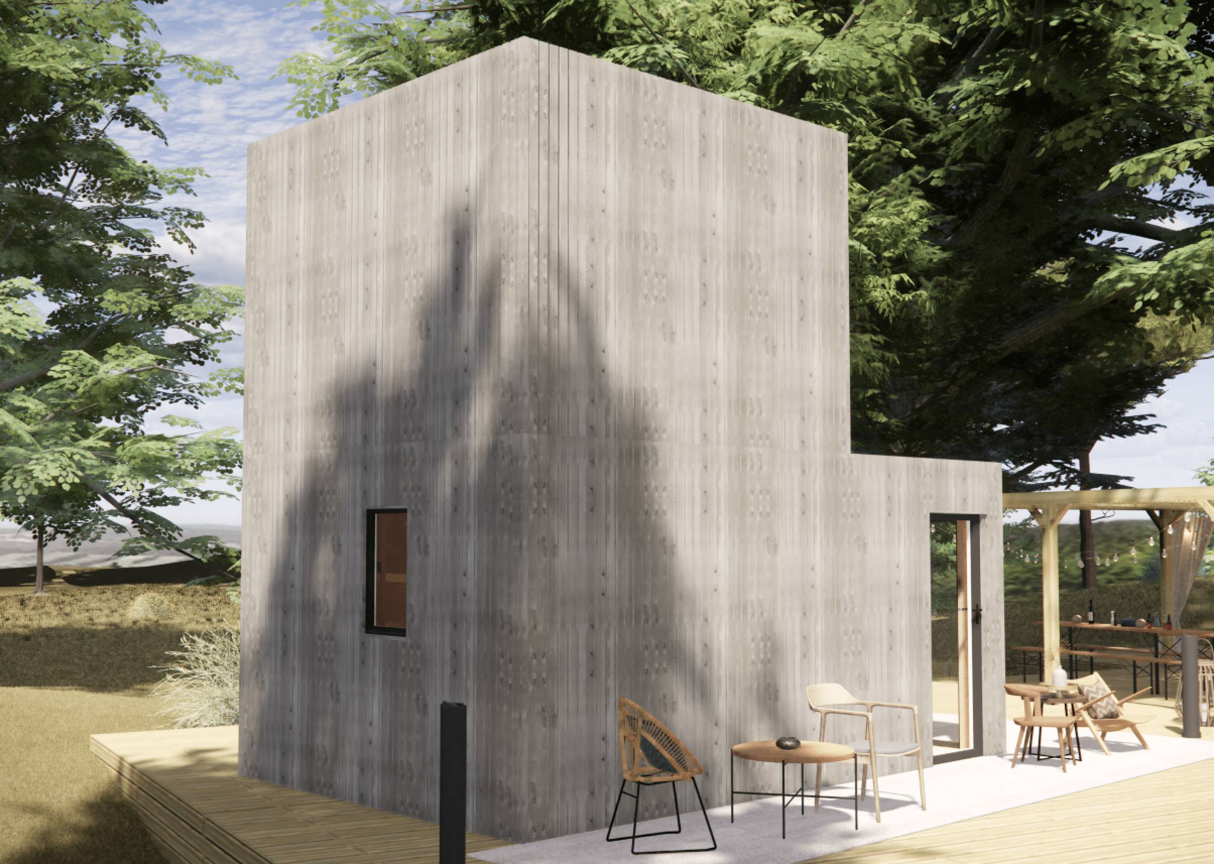 Studio de jardin bien isolé en bois 5,5 x 3,5 x 2,7 m / isolation RE2020 avec mezzanine et terrasse - Image 1