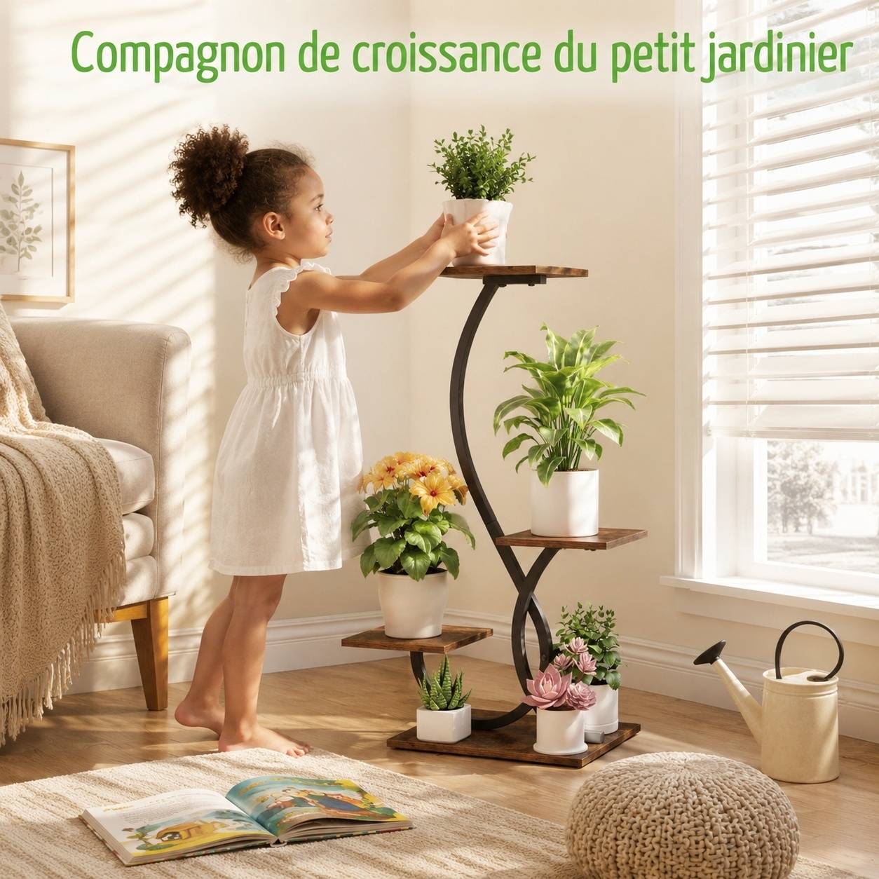 Étagère Plantes D'angle 4 Étagères Avec Lumières De Culture Métal 32 Pouces Décorative - Image 8