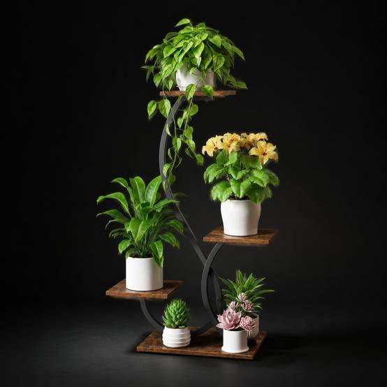 Étagère Plantes D'angle 4 Étagères Avec Lumières De Culture Métal 32 Pouces Décorative - Image 2