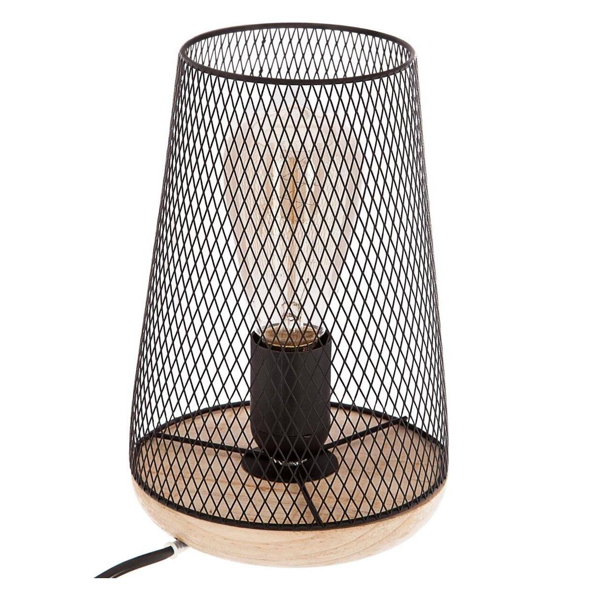 Lampe en Métal & Bois "Industriel" 23cm Noir - Image 1