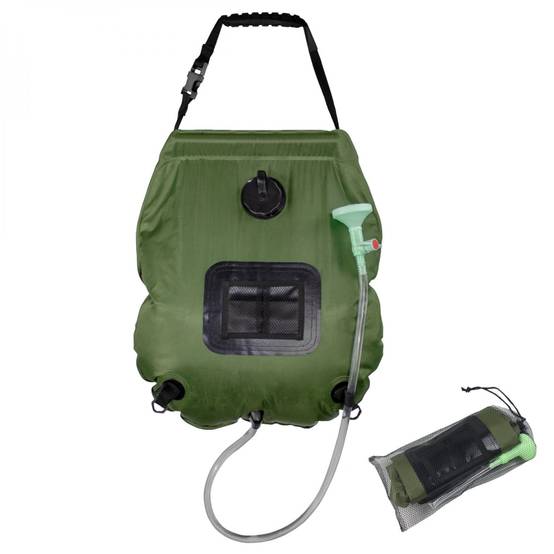 Sac de douche solaire 20 L pour camping ou jardin - Vert kaki - Linxor - Image 1