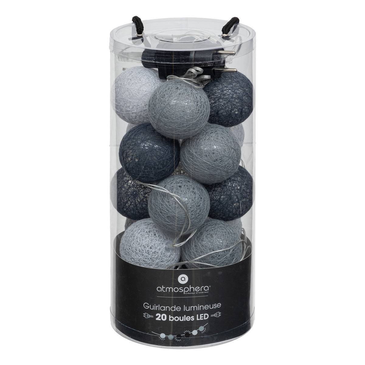Atmosphera - Guirlande Led secteur "Smoky" 20 boules D6cm - Atmosphera Créateur d'intérieur - Image 2