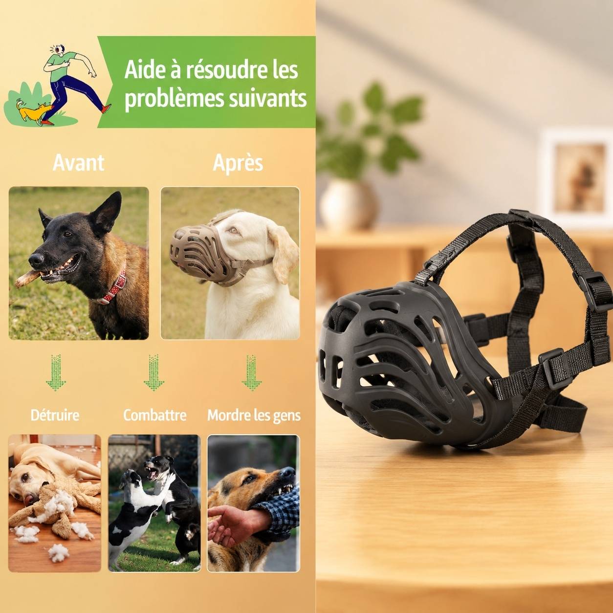 Muscara pour chien réglable en silicone respirant anti morsure anti aboiement - Image 3