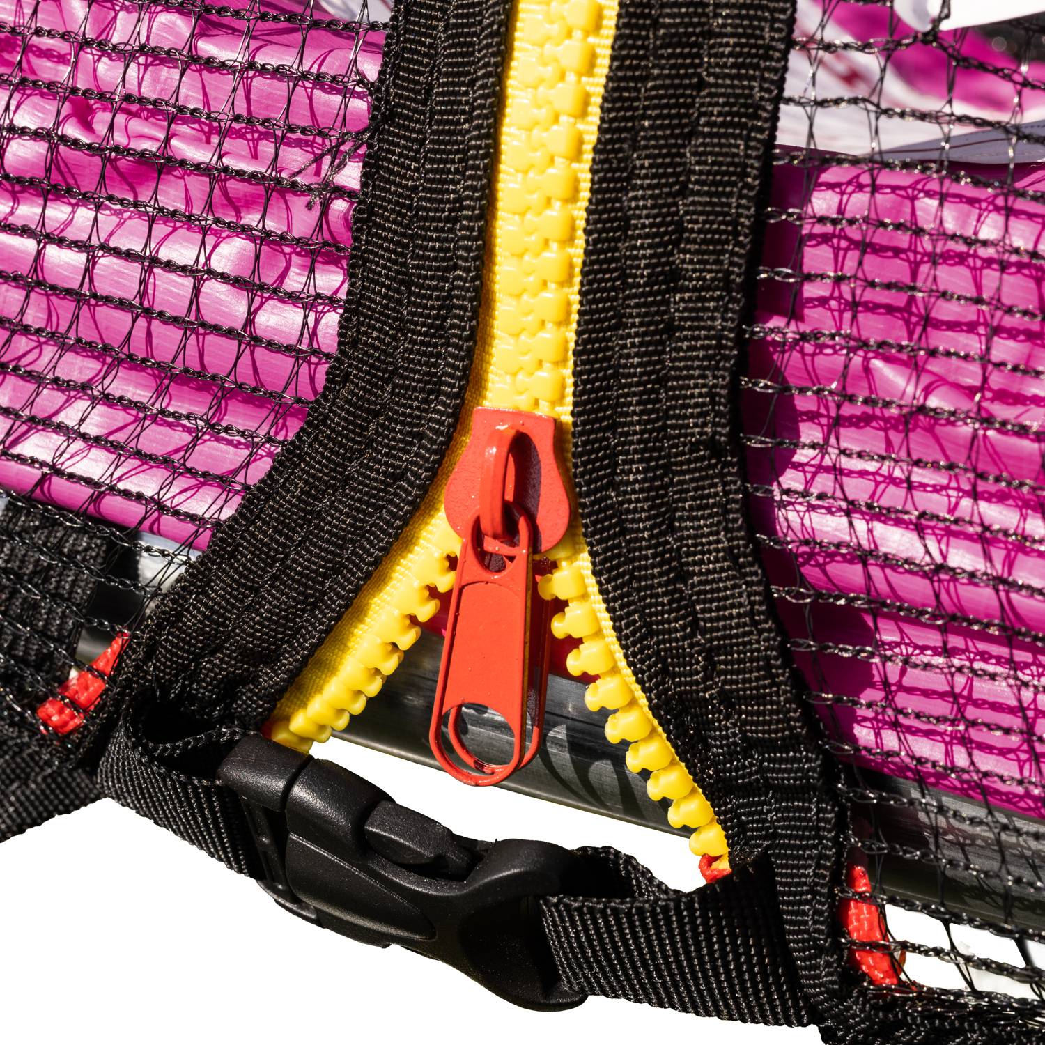 Pack Premium Trampoline 245cm réversible rose / gris CANBERRA + filet, échelle, bâche et kit d'ancr - HAPPY GARDEN - Image 5