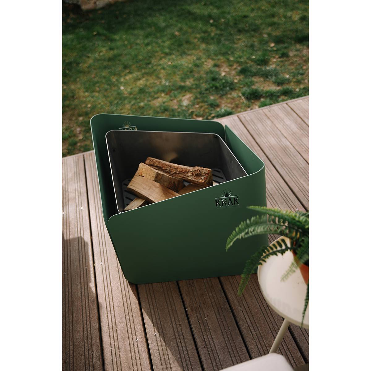 Brasero à bois + grille 79x69cm LEVANT + GRILLE VERT PROVENCE Krak - Image 4