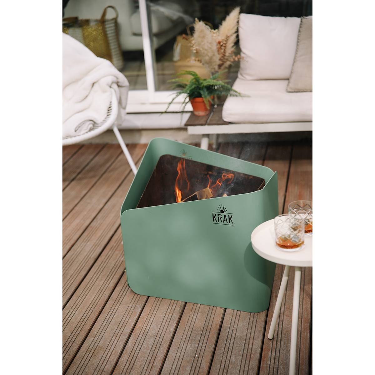 Brasero à bois + grille 79x69cm LEVANT + GRILLE VERT PROVENCE Krak - Image 6