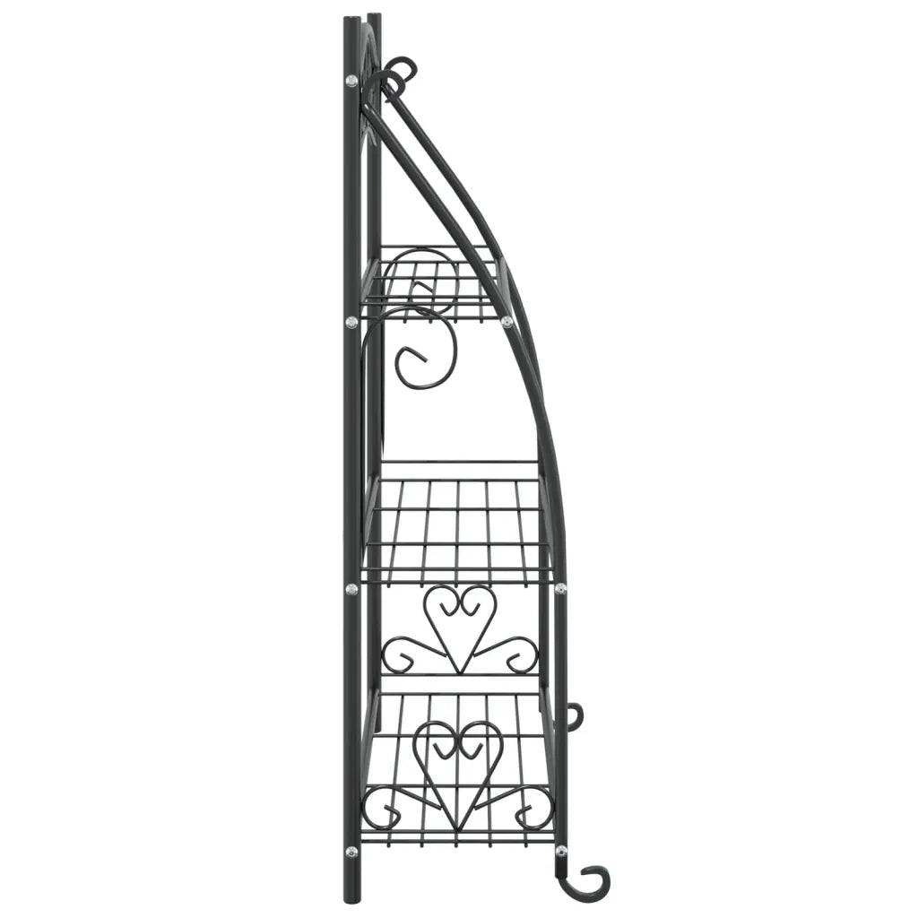 Helloshop26 - Étagère à fleurs 3 niveaux espace ample décoration intérieure terrasse 56 x 30 x 96 cm en acier noir - Image 3