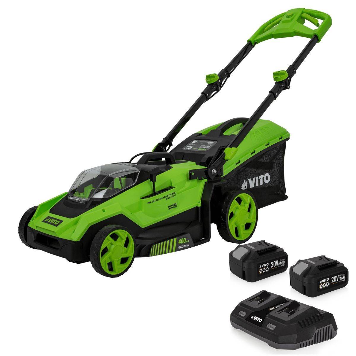 Tondeuse à gazon 40V - 2 Batteries lithium 3.0Ah Chargeur double Moteur Brushless 600m2 VITO - Image 1