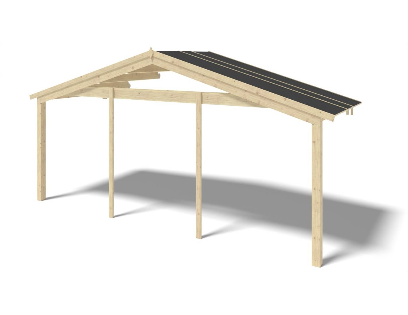 Altanka - Avant-toit en bois 6x2m pour le chalet de jardin 6m, couleur naturel - DOM553 - ALTANKA - Image 1