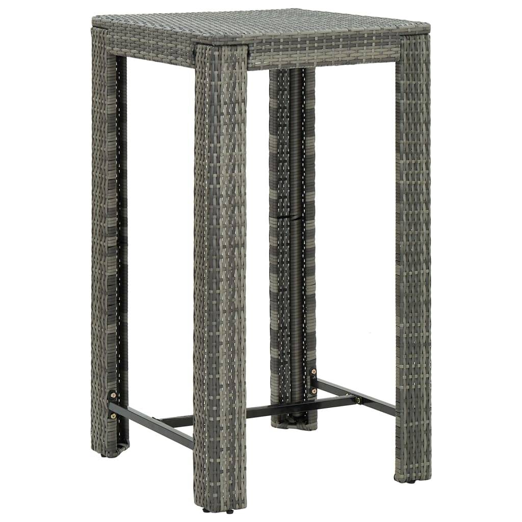 Helloshop26 - Ensemble de bar de jardin meuble extérieur terrasse 3 pièces gris poly rotin/bois massif acacia - Image 3