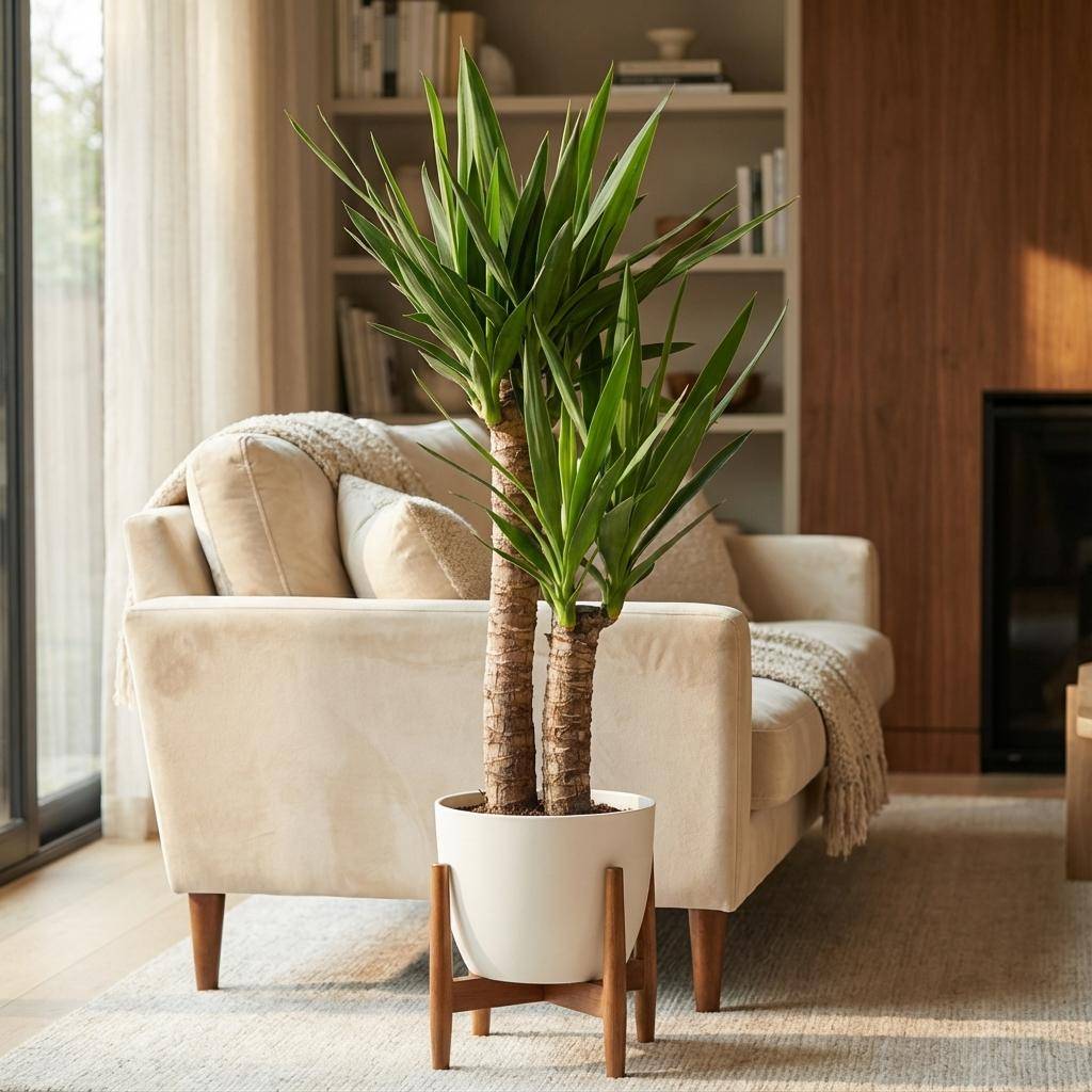 Yucca Elephantipes et Son Pot Blanc - H90cm - Image 2