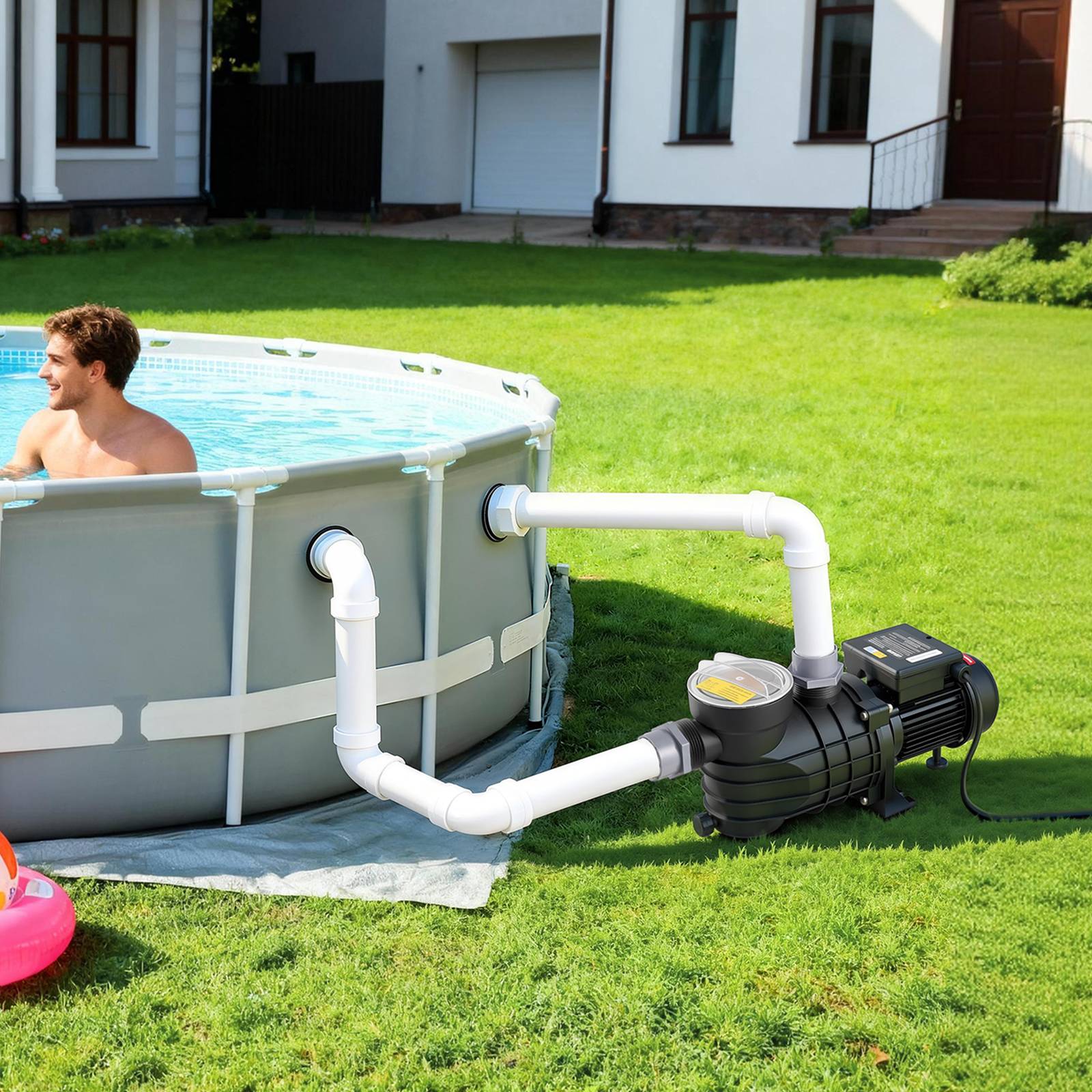 Vevor - VEVOR Pompe Piscine Hors Sol 180 W, 10800 L/h, Hauteur 8 m, Monovitesse, Panier filtrant et couvercle inclus. - Image 8