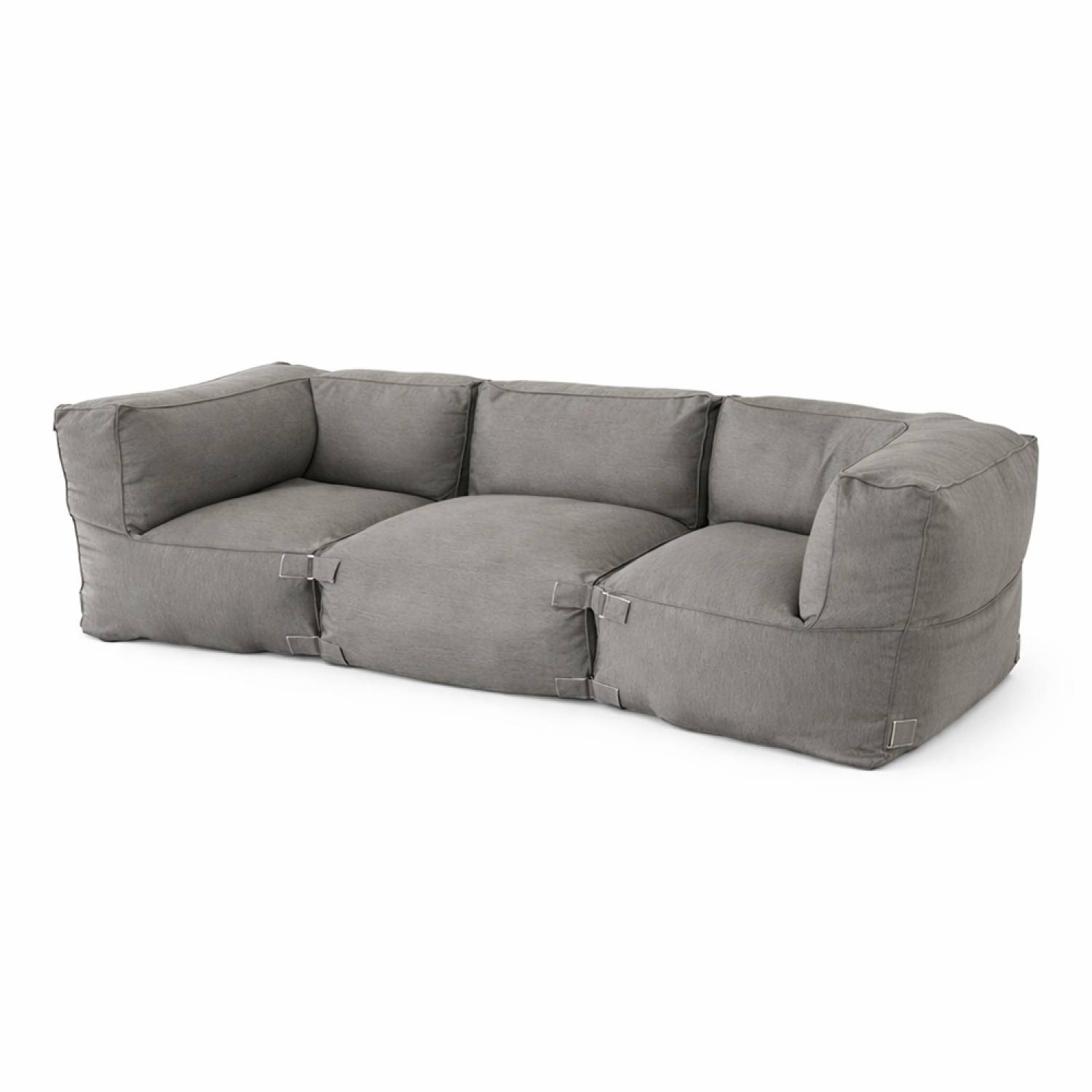 Salon de jardin modulable 3 places gris en tissu déperlant PRAIANO - Image 1