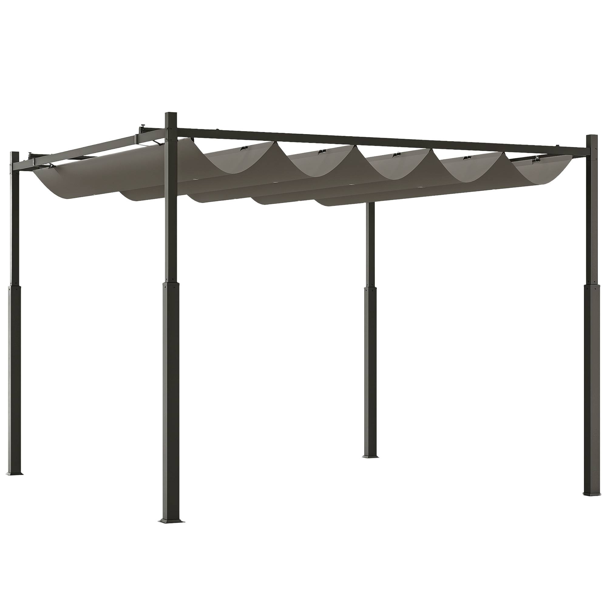 Pergola de jardin 3x3 m avec toit retractable et accessoire magnetique, protection UV30+, colonnes metal, gris - Image 1