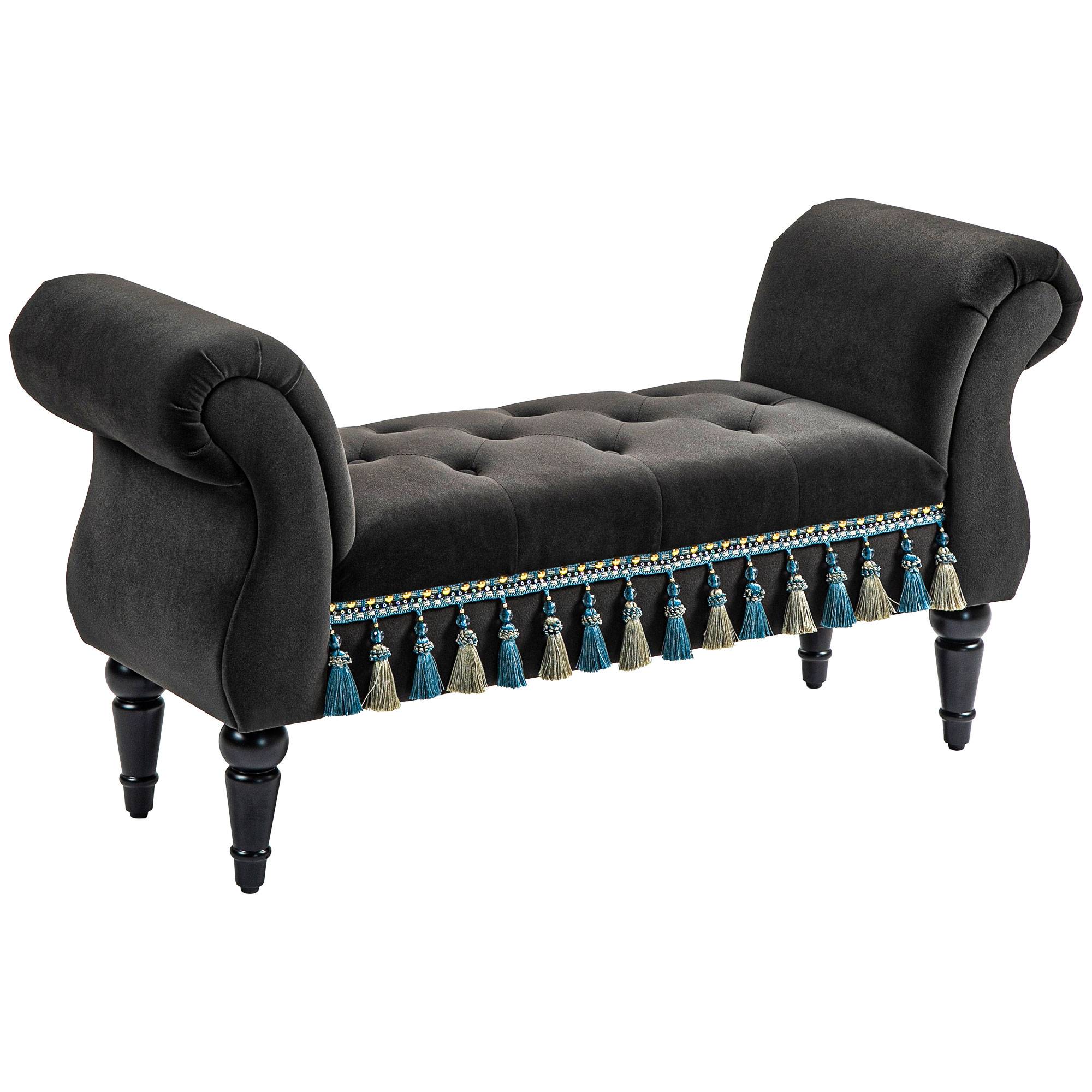 ComfortXL - Banc coffre velours vintage avec accoudoirs pour chambre salon gris foncé – ComfortXL Outdoor Living - Image 2