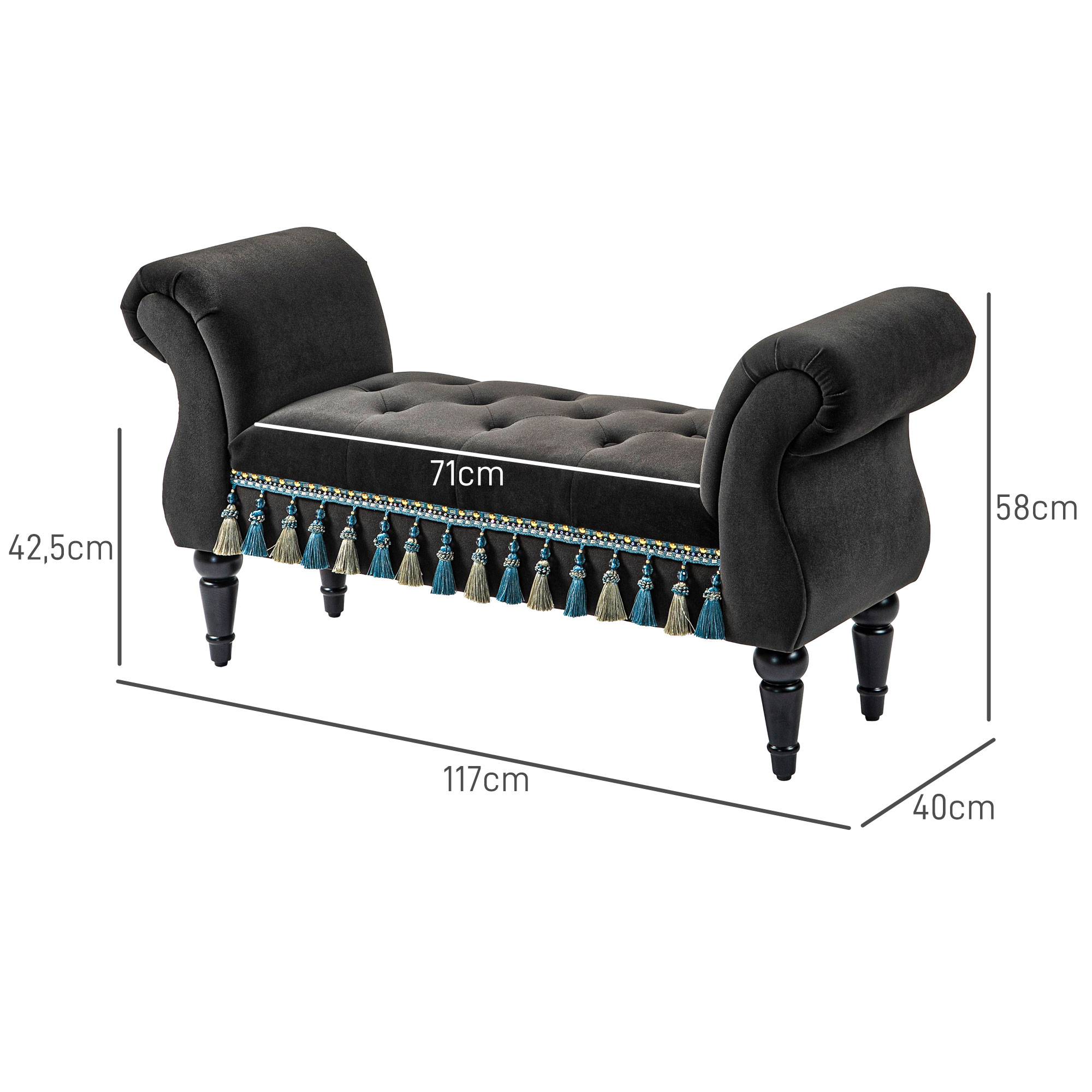 ComfortXL - Banc coffre velours vintage avec accoudoirs pour chambre salon gris foncé – ComfortXL Outdoor Living - Image 3