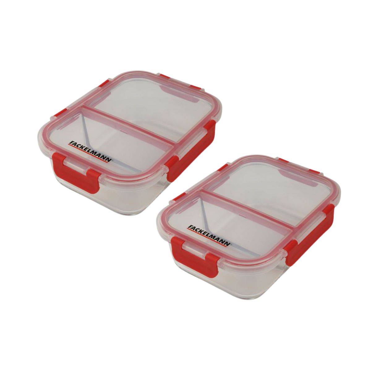 Lot de 2 boîtes à repas en verre avec deux compartiments 1000 ml Fackelmann Move - Image 1