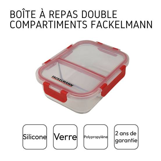 Lot de 2 boîtes à repas en verre avec deux compartiments 1000 ml Fackelmann Move - Image 3