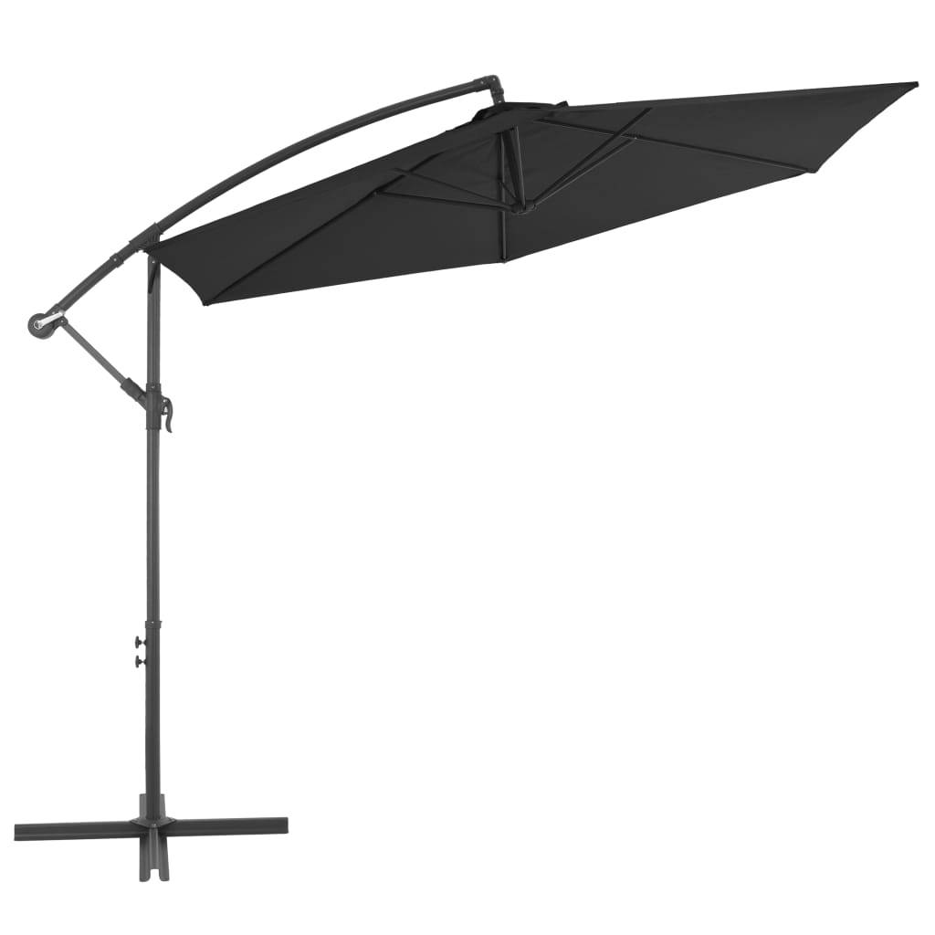 Helloshop26 - Parasol déporté avec mât en aluminium 300 cm noir - Image 2