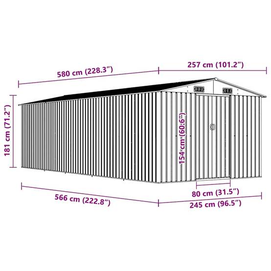 Vidaxl - Abri de jardin 257x580x181 cm Métal Vert vidaXL 143352 - Image 3