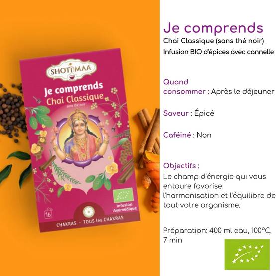 Tisane Bio Chai Classique Sans Caféine - Infusion généreuse et équilibrée - Moment de Détente et de Stabilité - Idéale après repas - Image 2