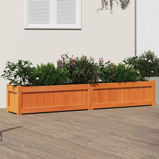 Jardinière | Pot de fleurs | Cache-pot | Bac à fleurs cire marron 180x31x31 cm bois de pin massif - Image 2