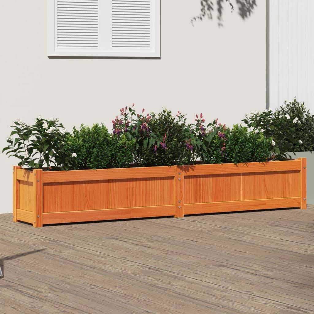 Jardinière | Pot de fleurs | Cache-pot | Bac à fleurs cire marron 180x31x31 cm bois de pin massif - Image 2