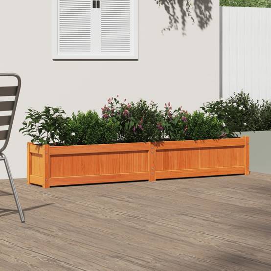 Jardinière | Pot de fleurs | Cache-pot | Bac à fleurs cire marron 180x31x31 cm bois de pin massif - Image 3