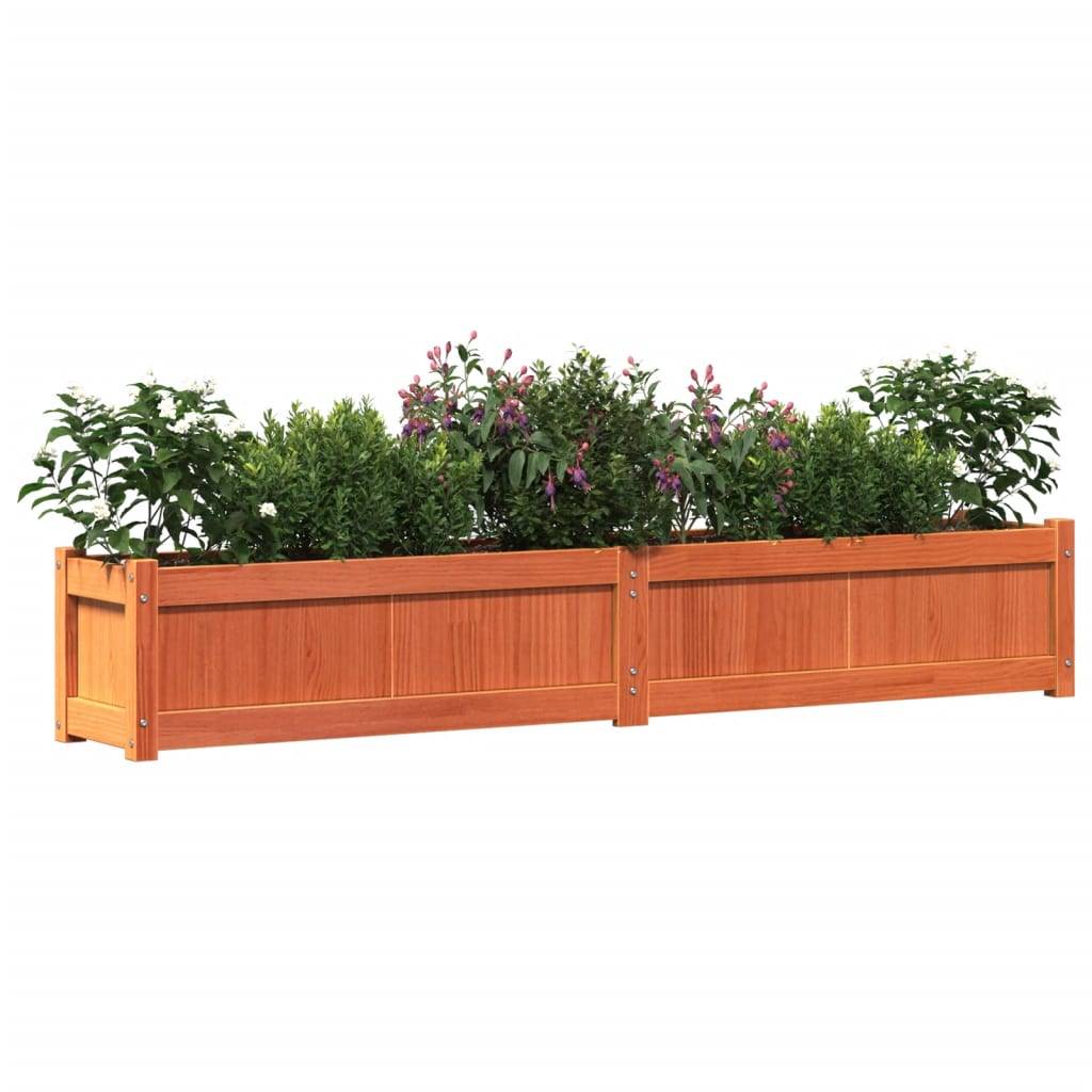 Jardinière | Pot de fleurs | Cache-pot | Bac à fleurs cire marron 180x31x31 cm bois de pin massif - Image 4